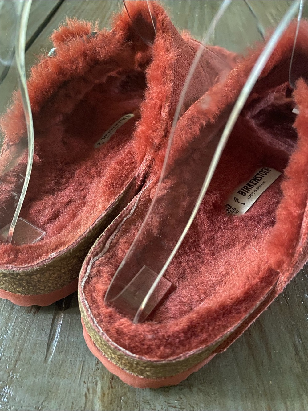 Birkenstock Arizona Shearling Suede Fur Lined Buckle Sandals Womens 9 260 Coral - Picture 9 of 12